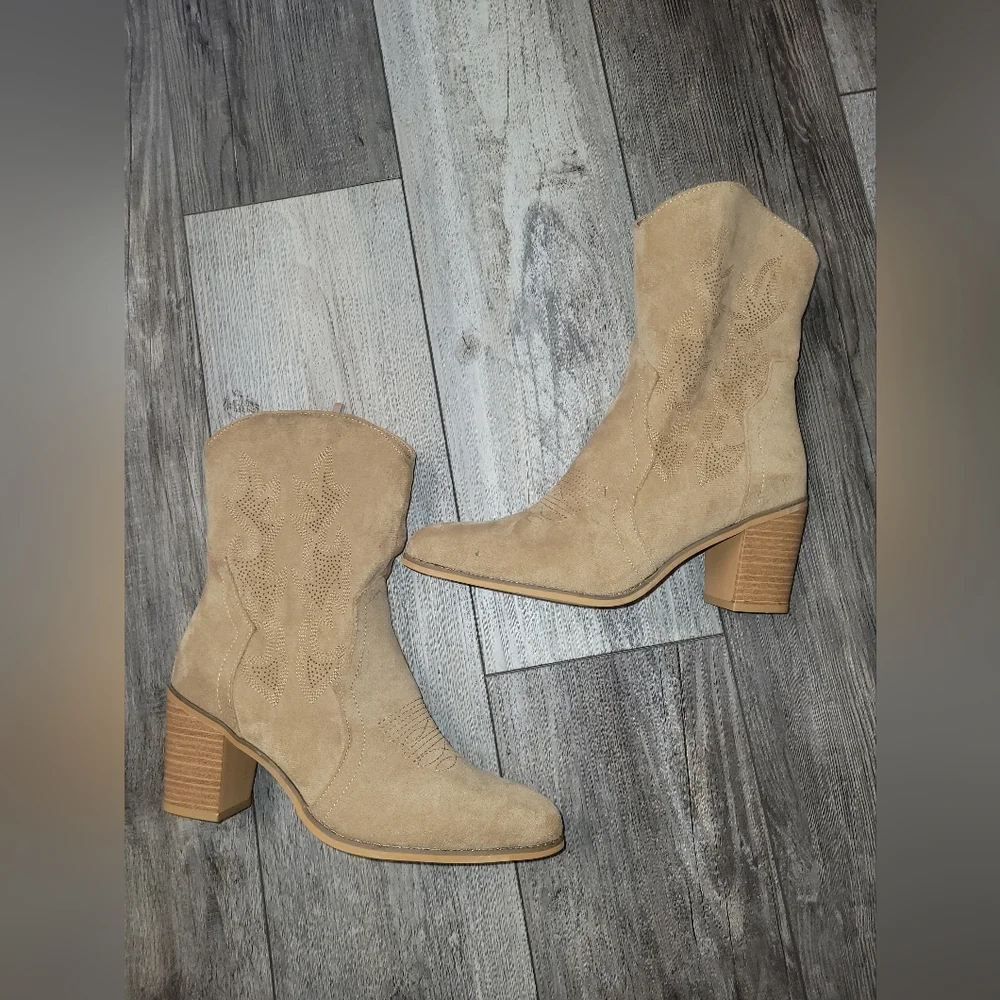 Tan Suede Ankle Boots - Picture 1 of 7